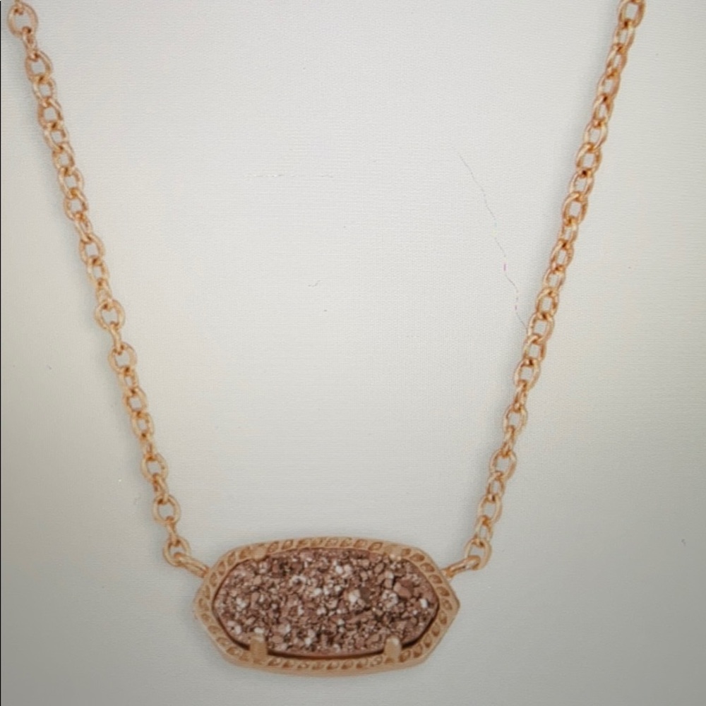 Elisa Rose Gold Pendant Necklace - Rose Gold Drusy